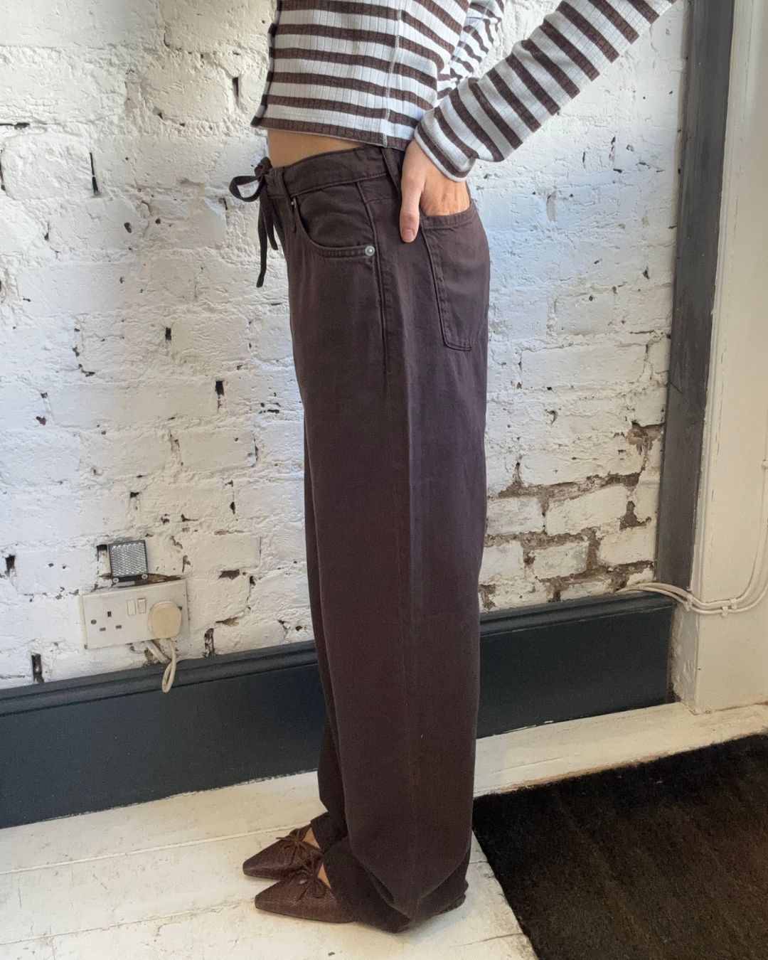 Rag & Bone Phoebe Drawstring Wide - Dk Brownstone