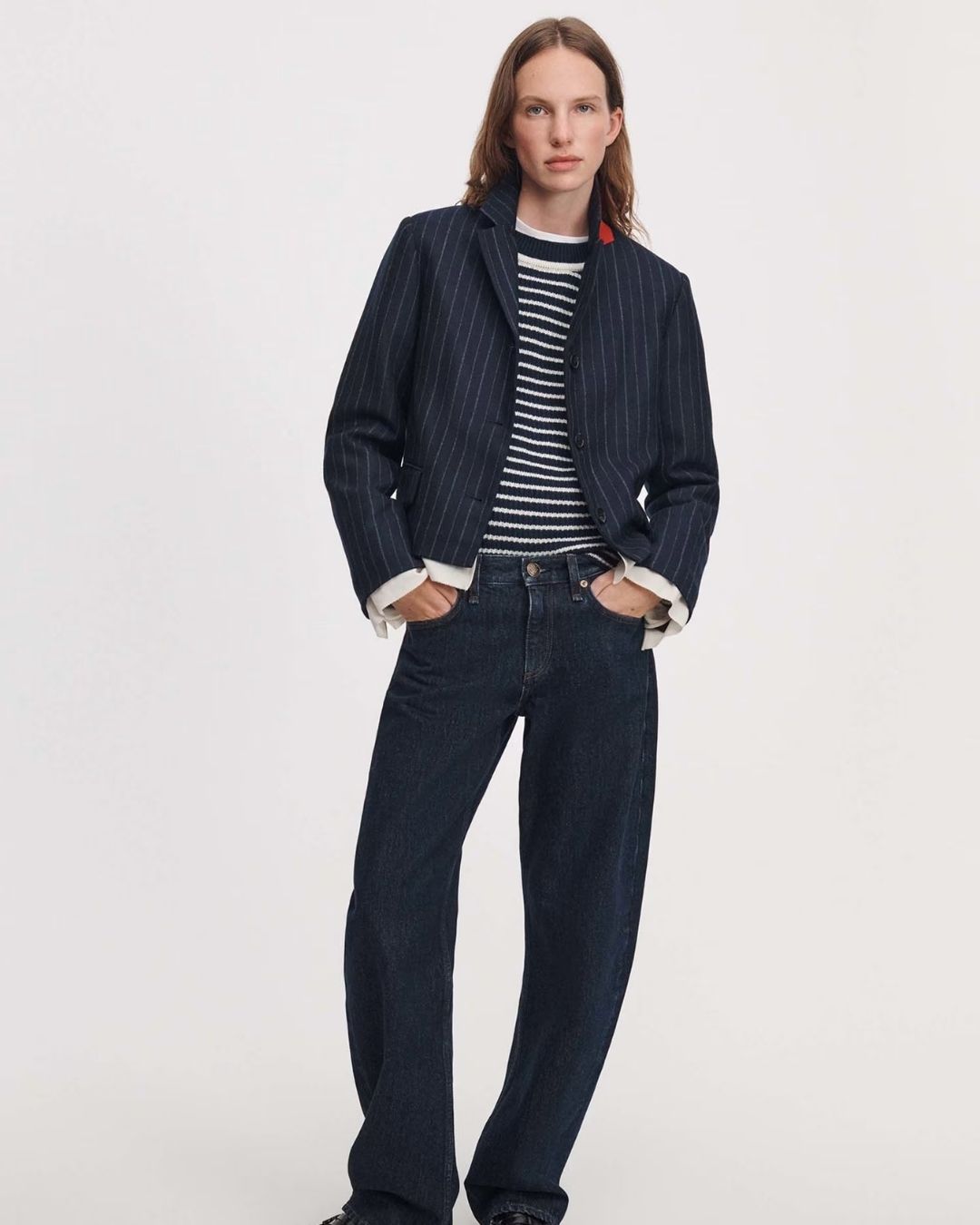 Rag & Bone Lawrence Cropped Blazer - Navy Multi