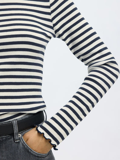 SLF Anna LS Stripe Crew in Dark Sapphire