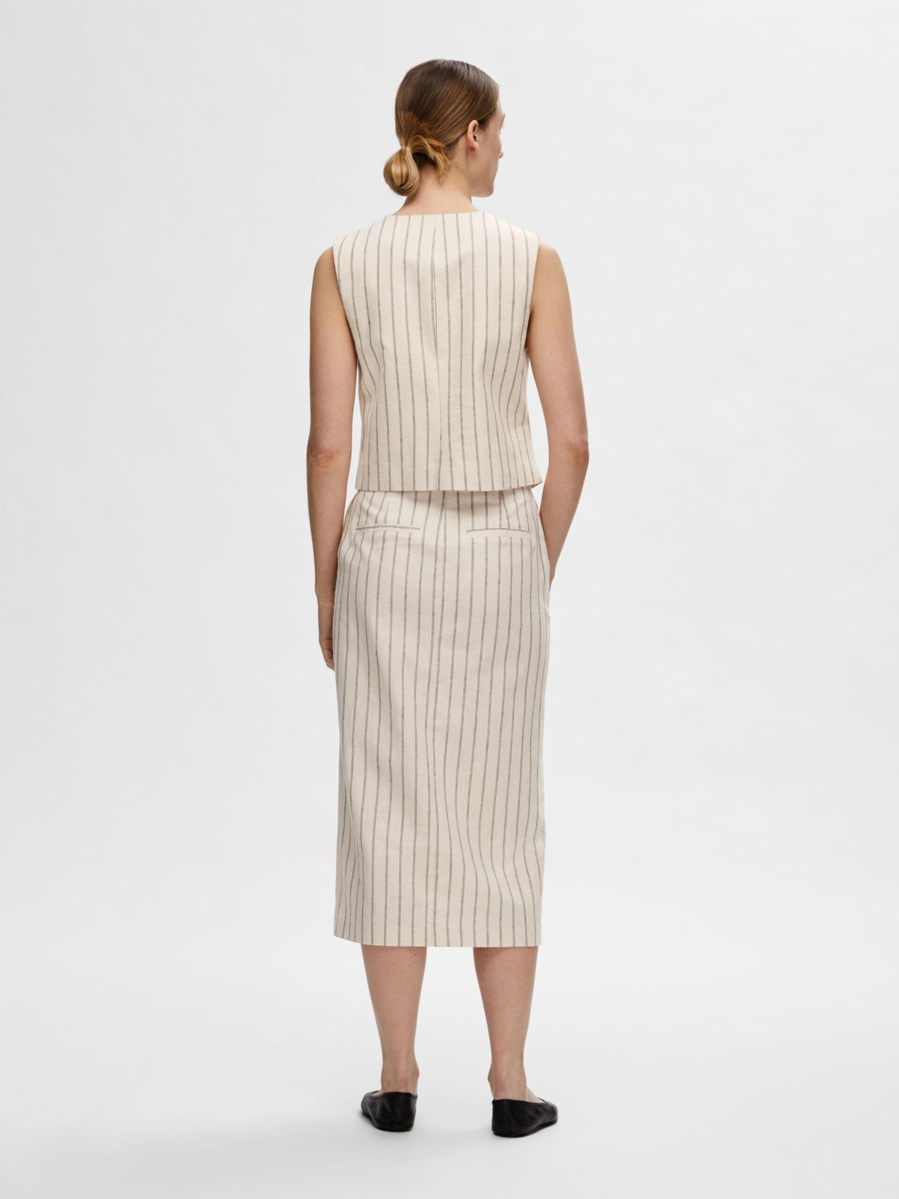 SLF Hilda Pencil Skirt in Pin Stripe Sandshell