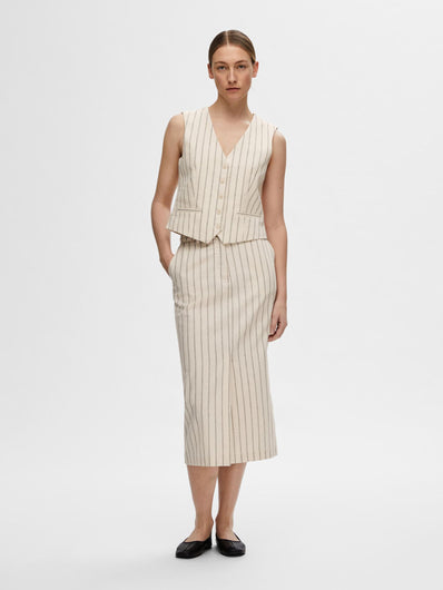 SLF Tania-Hilda Vest in Pin Stripe Sandshell