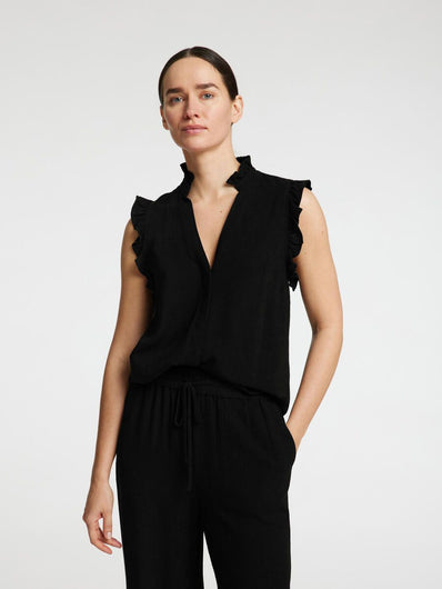 SLF Viva Sun Ruffle Top in Black
