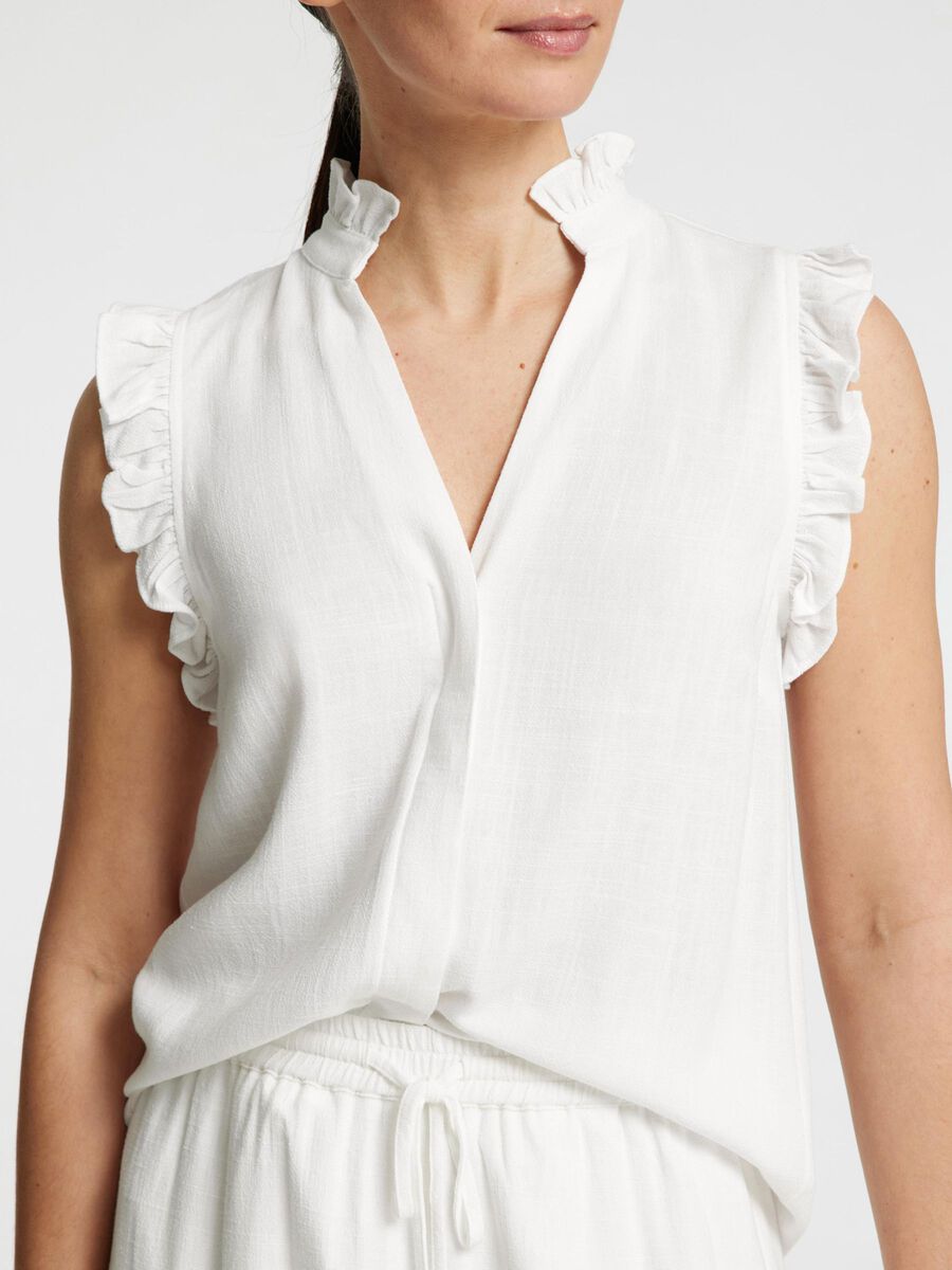 SLF Viva Sun Ruffle Top in White