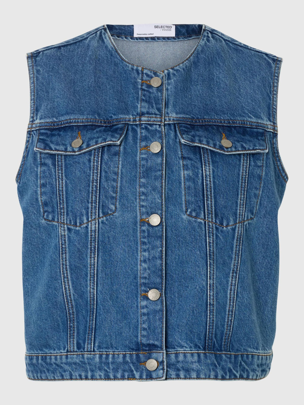 SLF Rie Short Vest in Denim