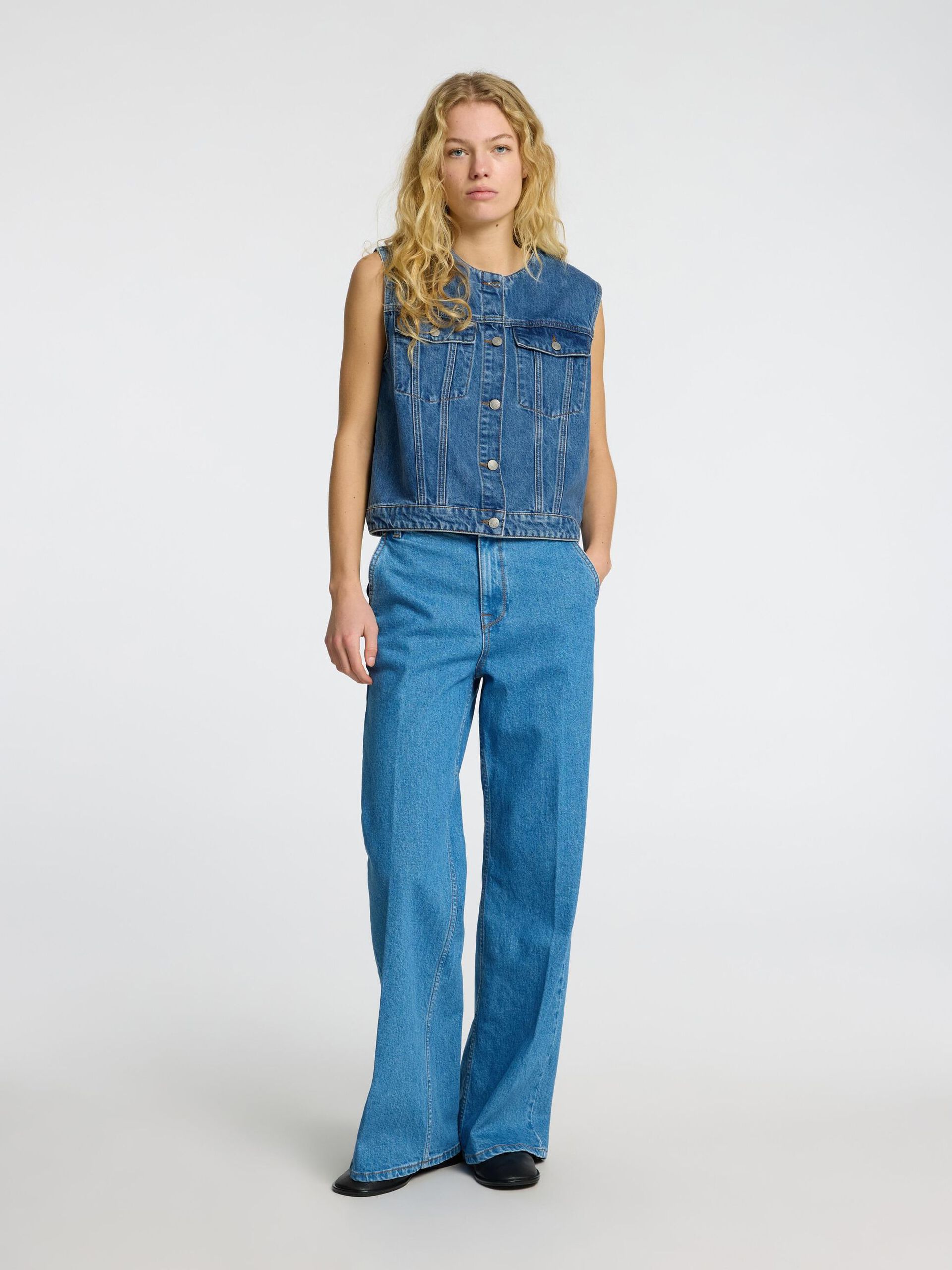 SLF Rie Short Vest in Denim