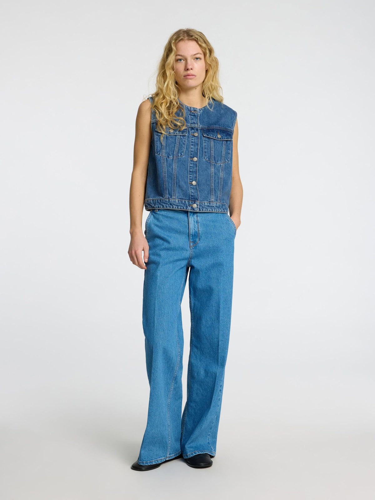 SLF Rie Short Vest in Denim