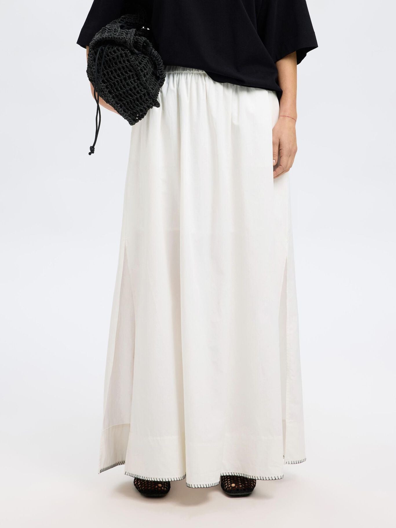 SELECTED Fia Ankle Slit Skirt in White