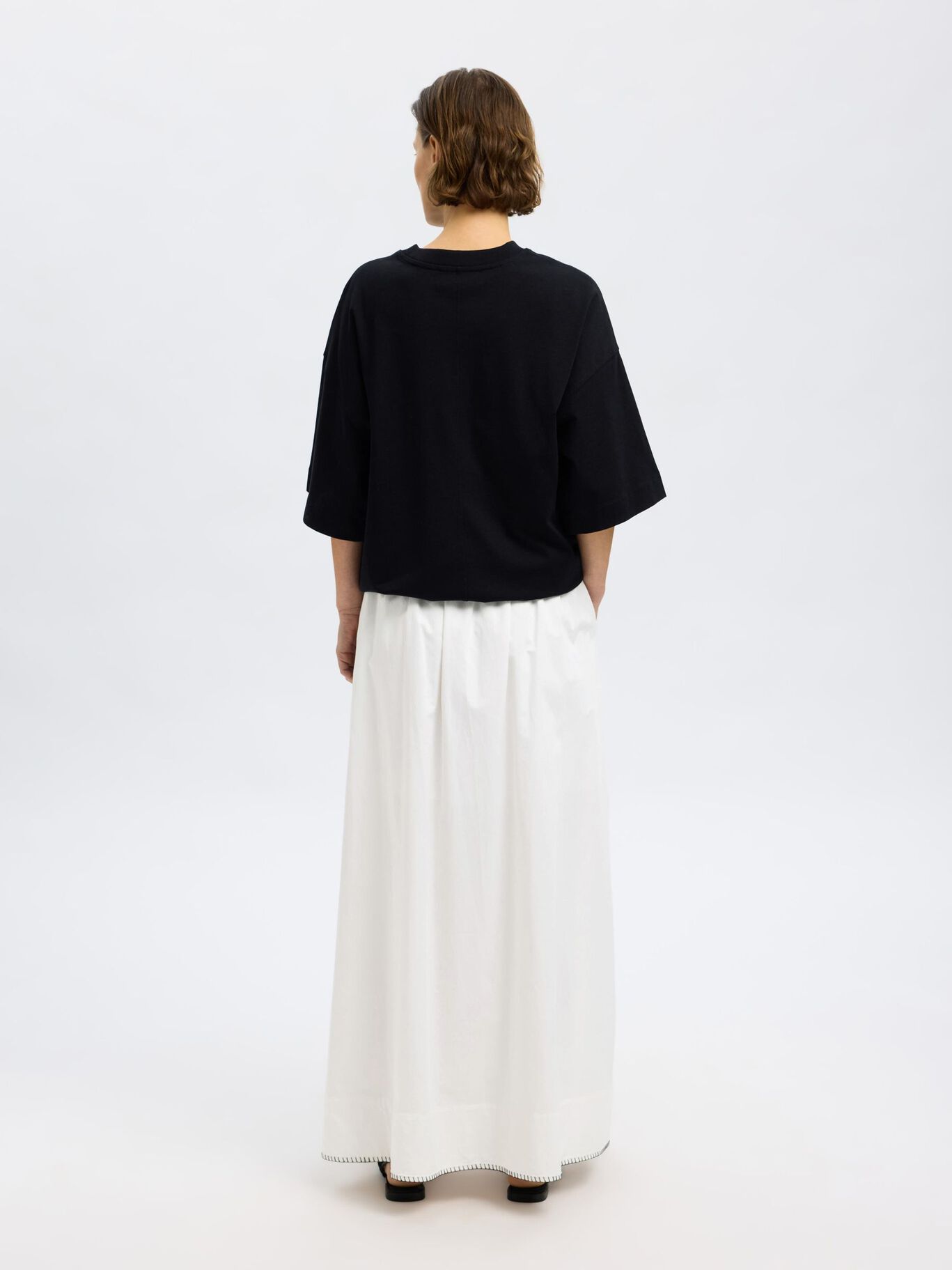 SELECTED Fia Ankle Slit Skirt in White