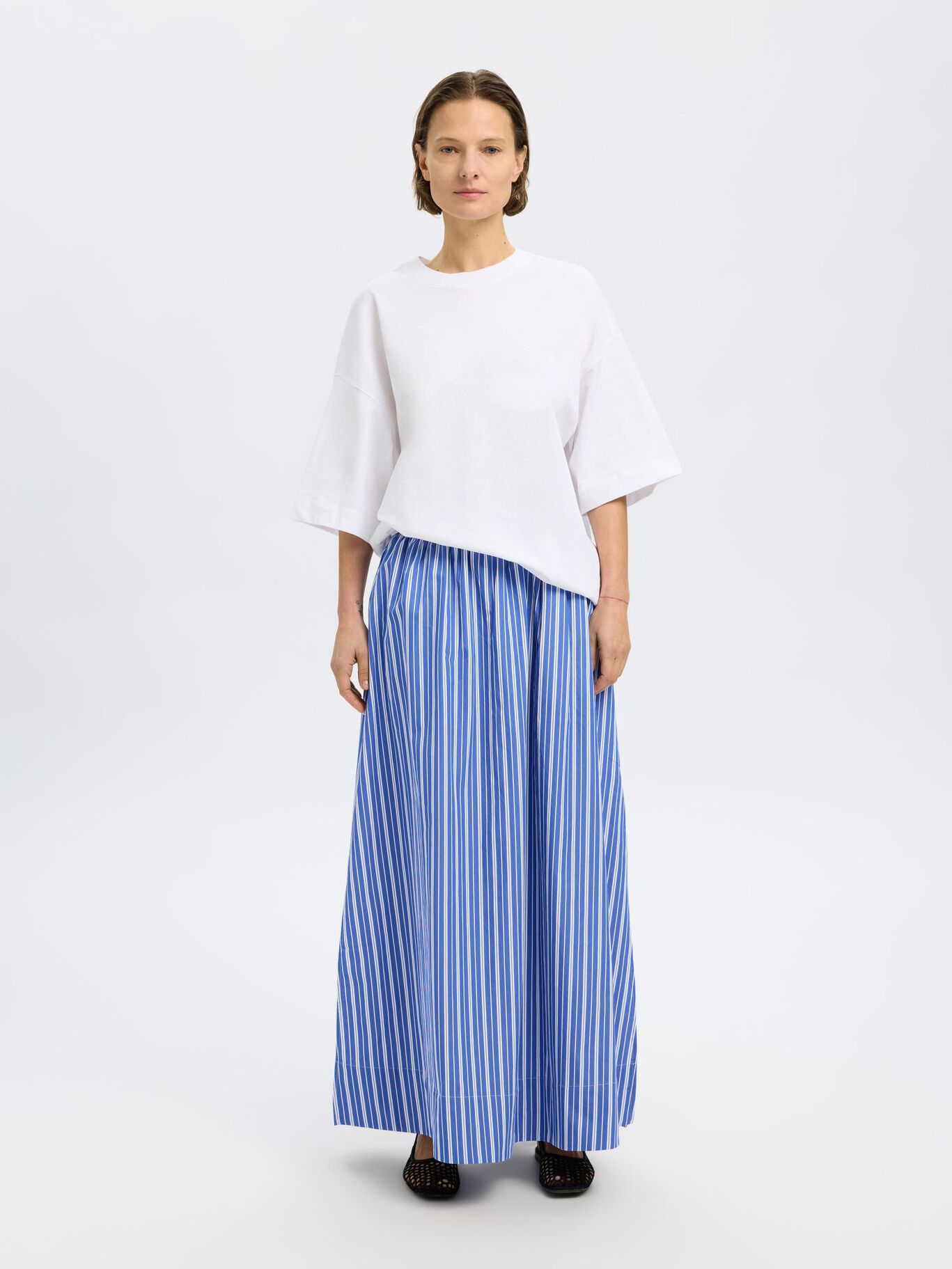 SELECTED Fia Ankle Slit Skirt in Dazzling Blue