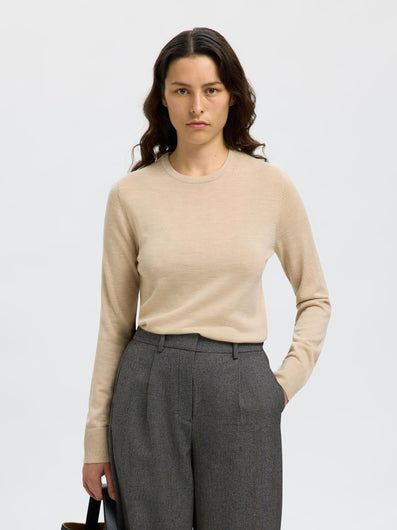 SELECTED Thea Knit in Oatmeal