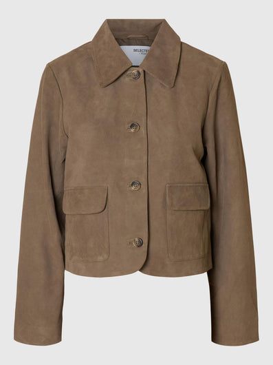 SELECTED Kaya Suede Jacket in Fungi