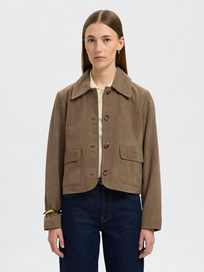 SELECTED Kaya Suede Jacket in Fungi