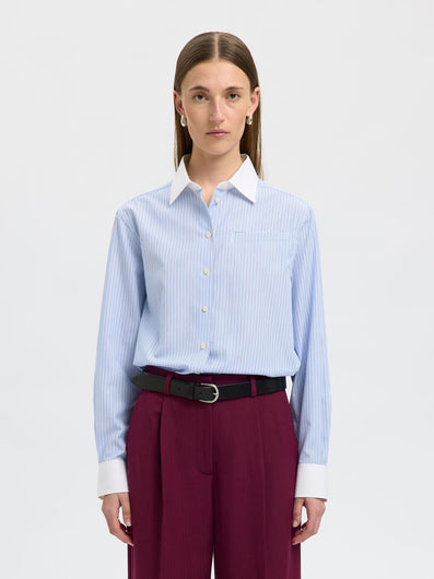 SELECTED Ilina Contrast Shirt in Cashmere Blue Stripes