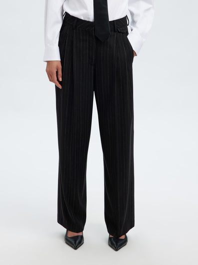 SELECTED Malia Manteco Pants in Black Pinstripe
