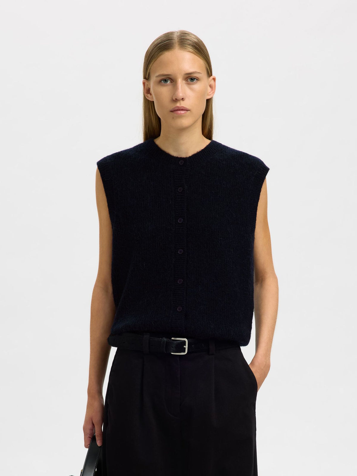 SELECTED Lulu SL Button Vest in Dk Sapphire