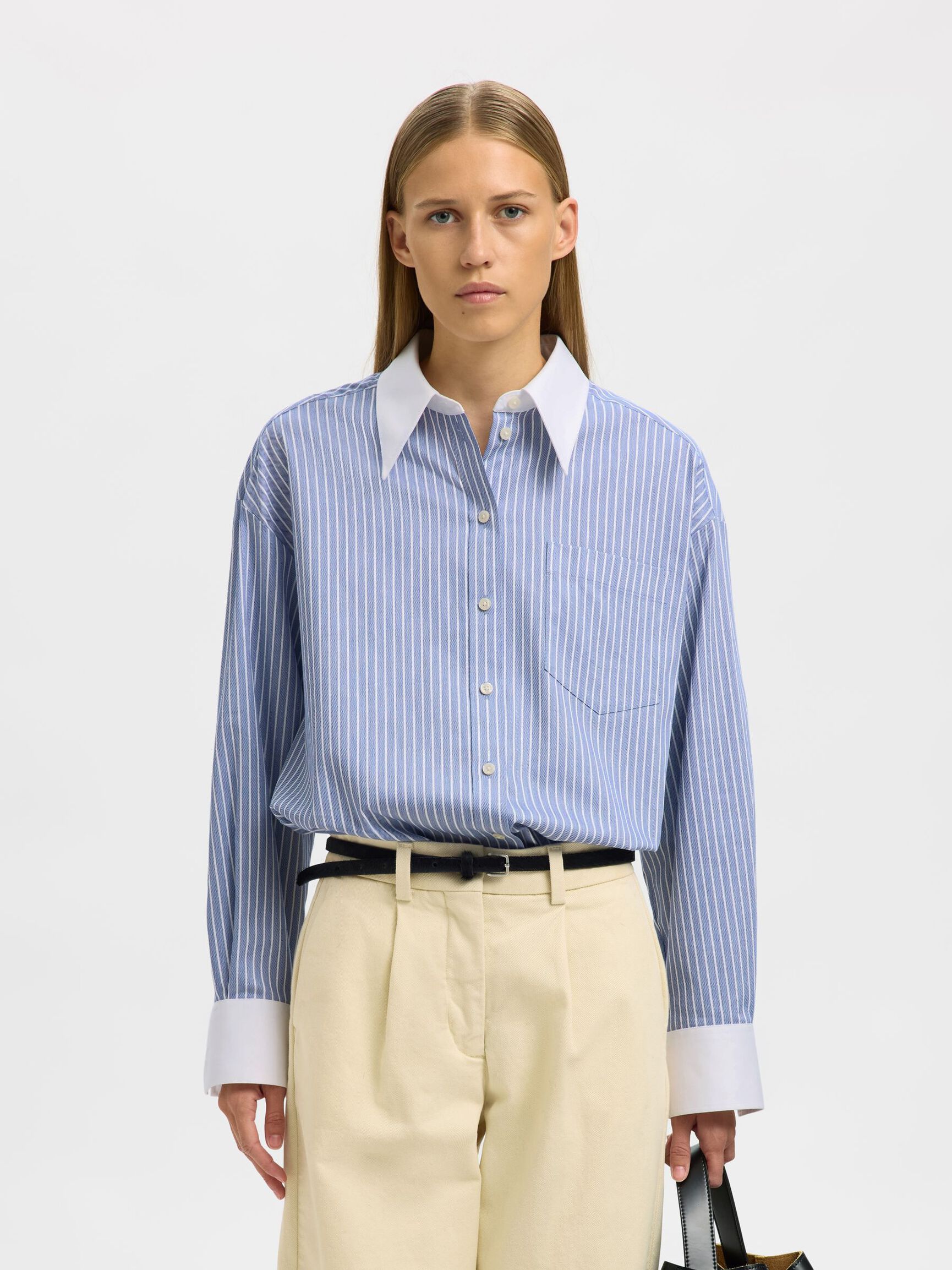 SELECTED Romie Oversize Shirt in Dusty Blue