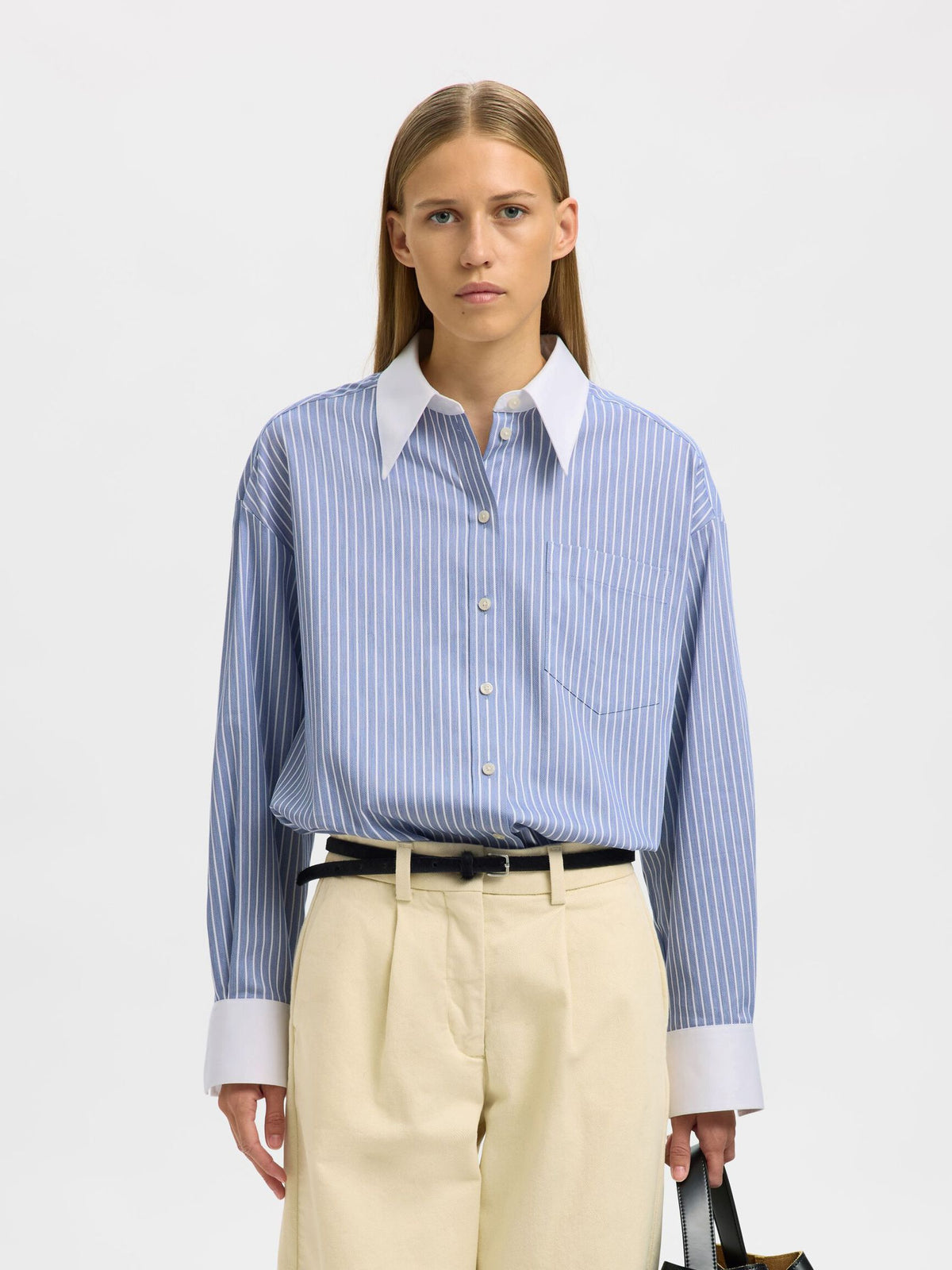 SELECTED Romie Oversize Shirt in Dusty Blue