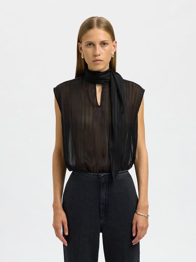 Selected Margrethe SL Tie Top in Black