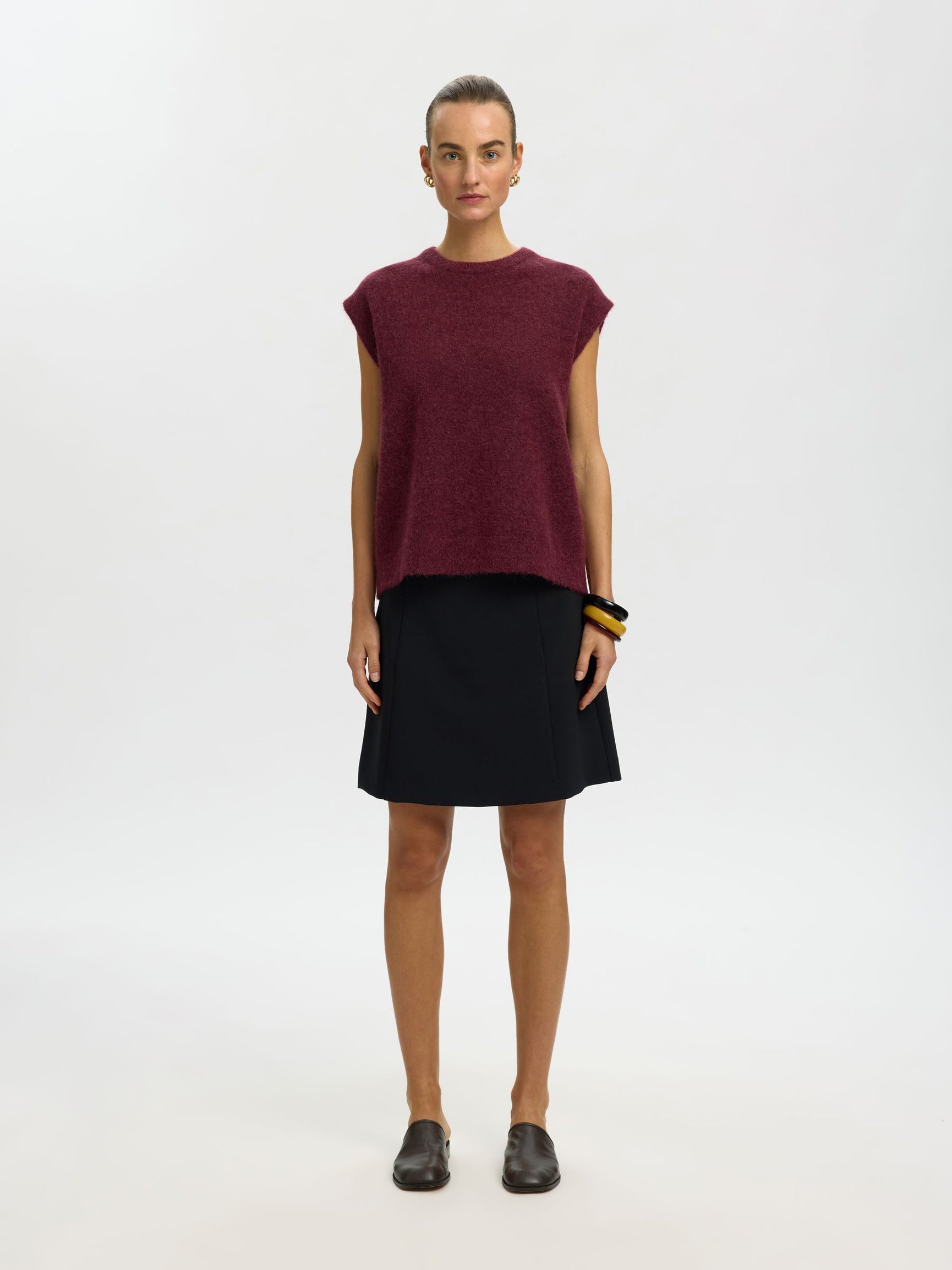 SELECTED Lulu SL Knit Vest - Tawny Port