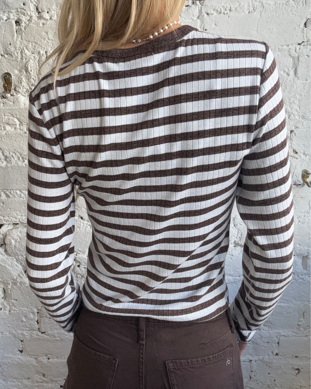 Rag & Bone The Knit Wide Rib Stripe Cardi - Cocoa