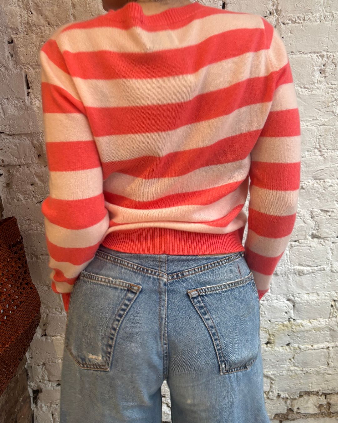 Jumper 1234 Stripe Crew in Cerise, Powder Puff
