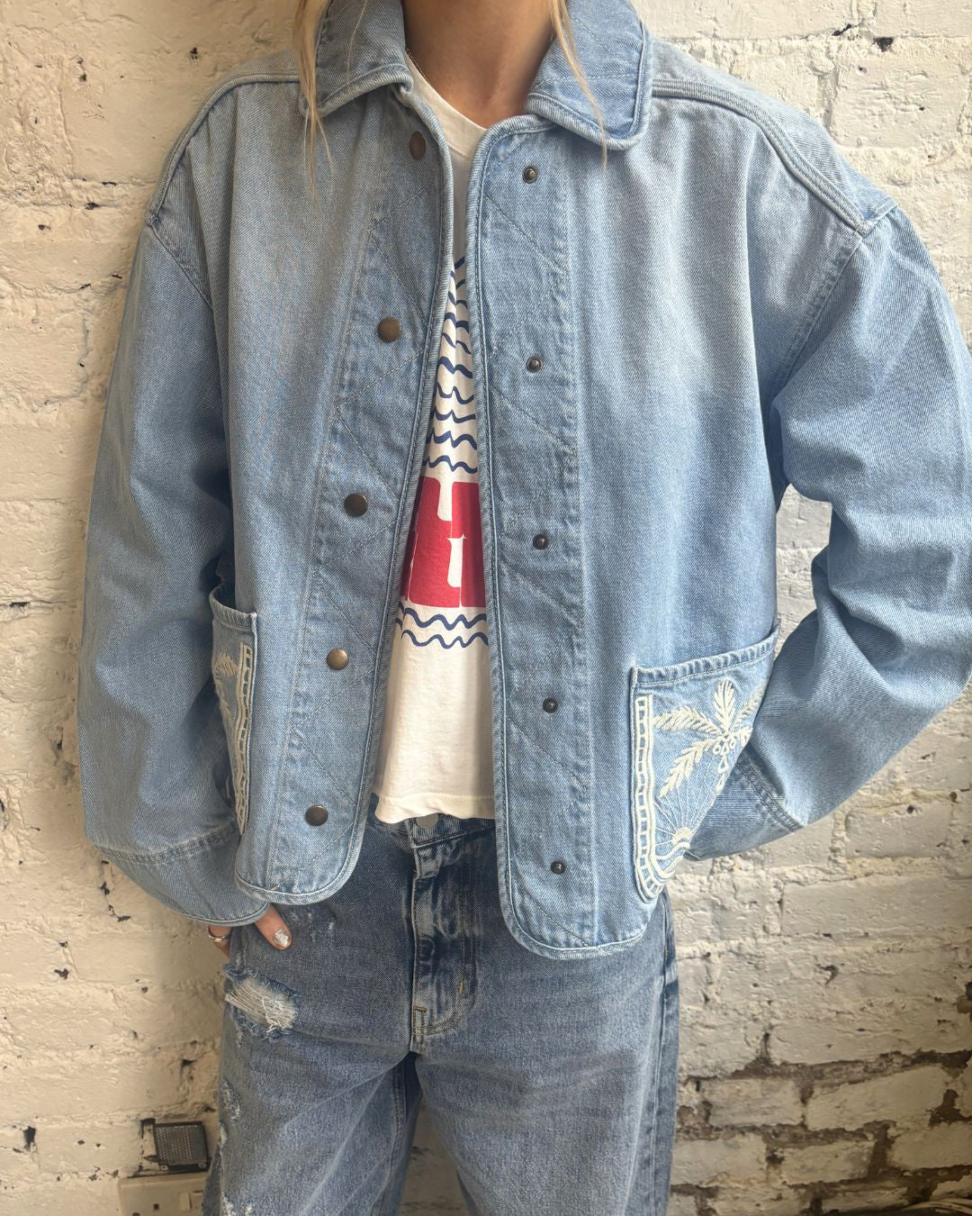 Tinsels Elvis On Blue Denim Jacket