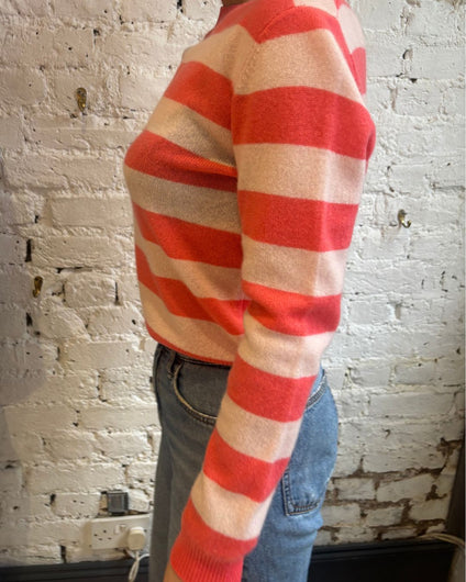 Jumper 1234 Stripe Crew in Cerise, Powder Puff