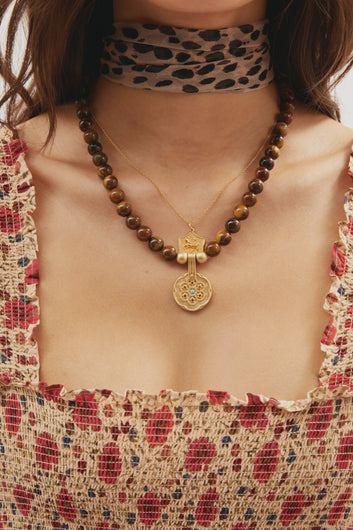 RIXO Ischia Necklace in Brown