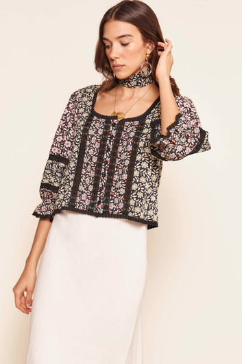 RIXO Jaques Top in Carnation Mix Olive