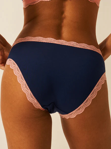 Stripe & Stare Basic Knicker Four Pack in Navy, Neon Peach