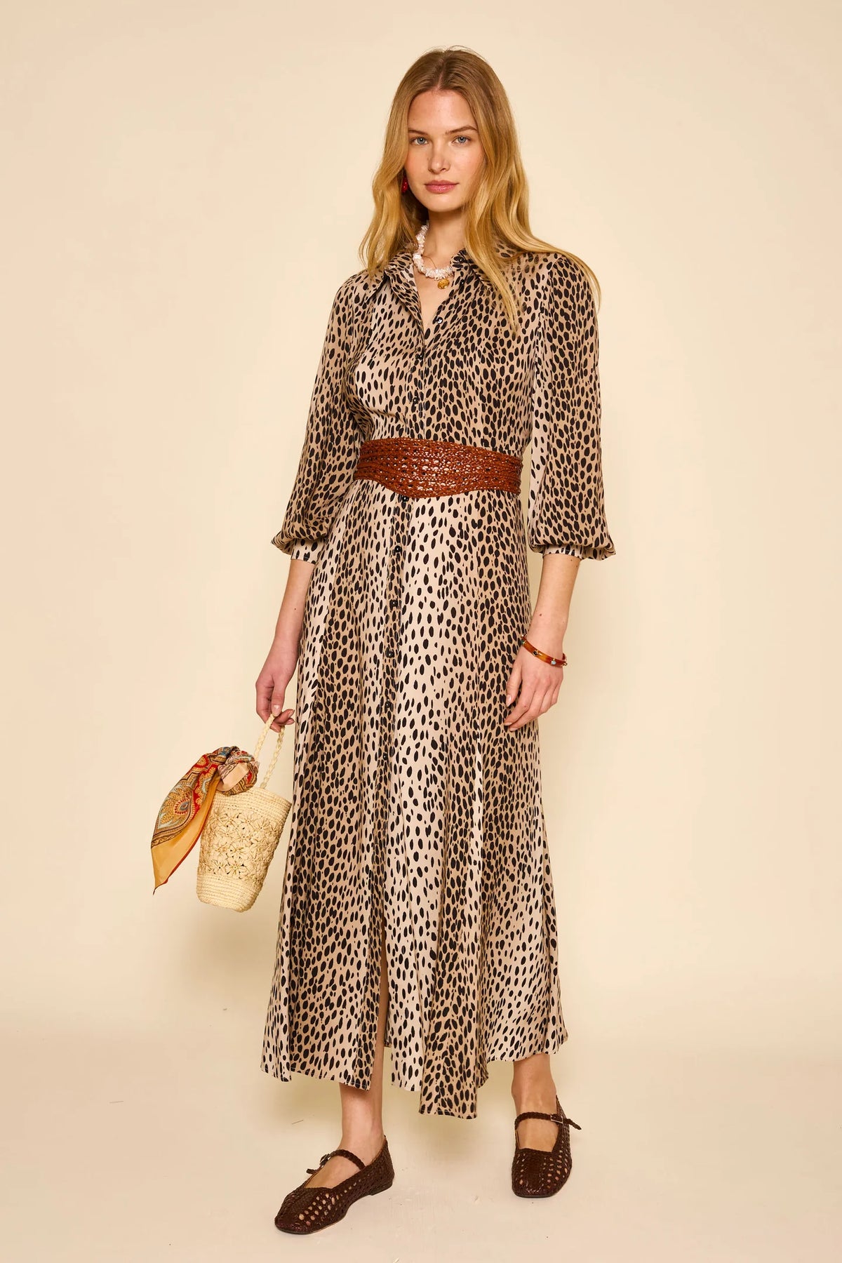 RIXO Maddison Dress in Antelope Spot