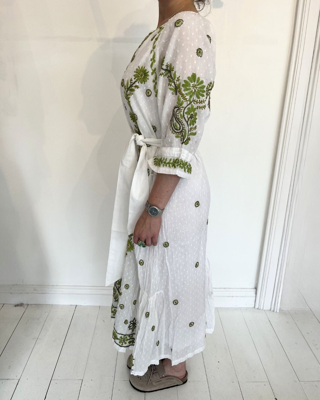Handprint Dream Apparel Grace Dress in White Green