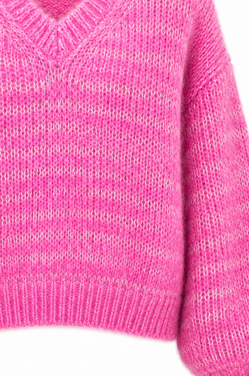 Twins Tamara V Neck Sweater - Neon Pink