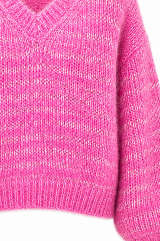 Twins Tamara V Neck Sweater - Neon Pink