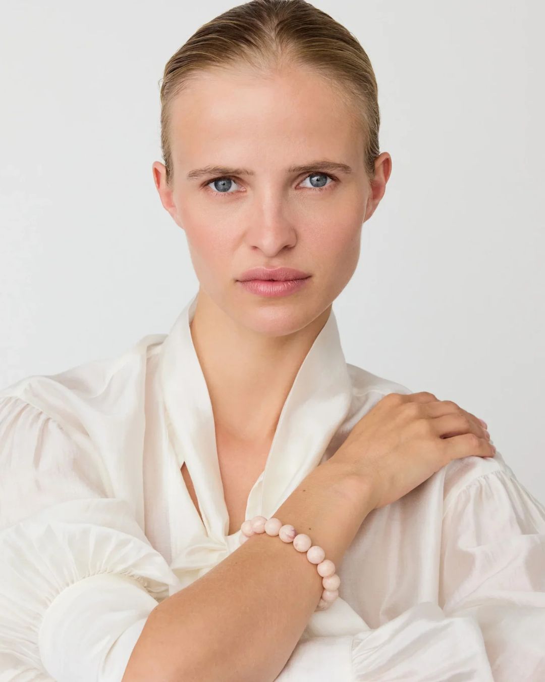 Vanessa Baroni Mini Beads Flex Bracelet - Ivory, Rose Marble