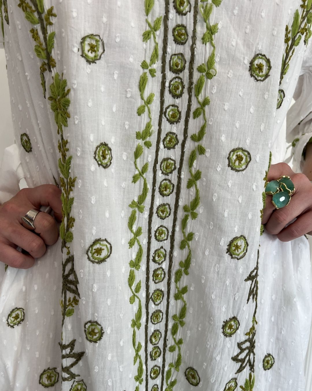 Handprint Dream Apparel Grace Dress in White Green