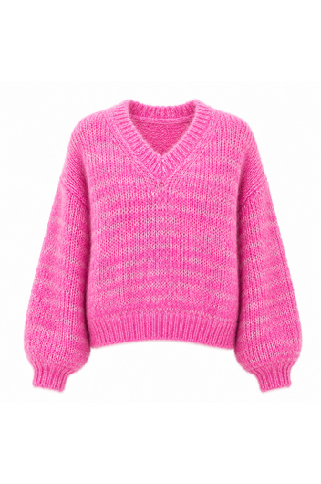 Twins Tamara V Neck Sweater - Neon Pink