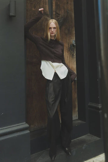 Emin + Paul Button Up Cardi in Brown