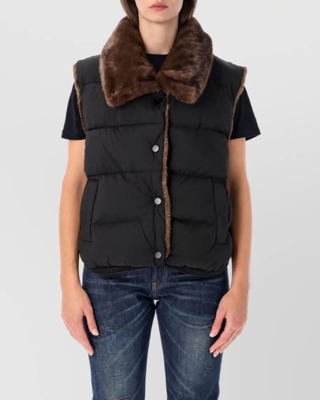Vegancode 20392 Faux Fur Gilet - Black
