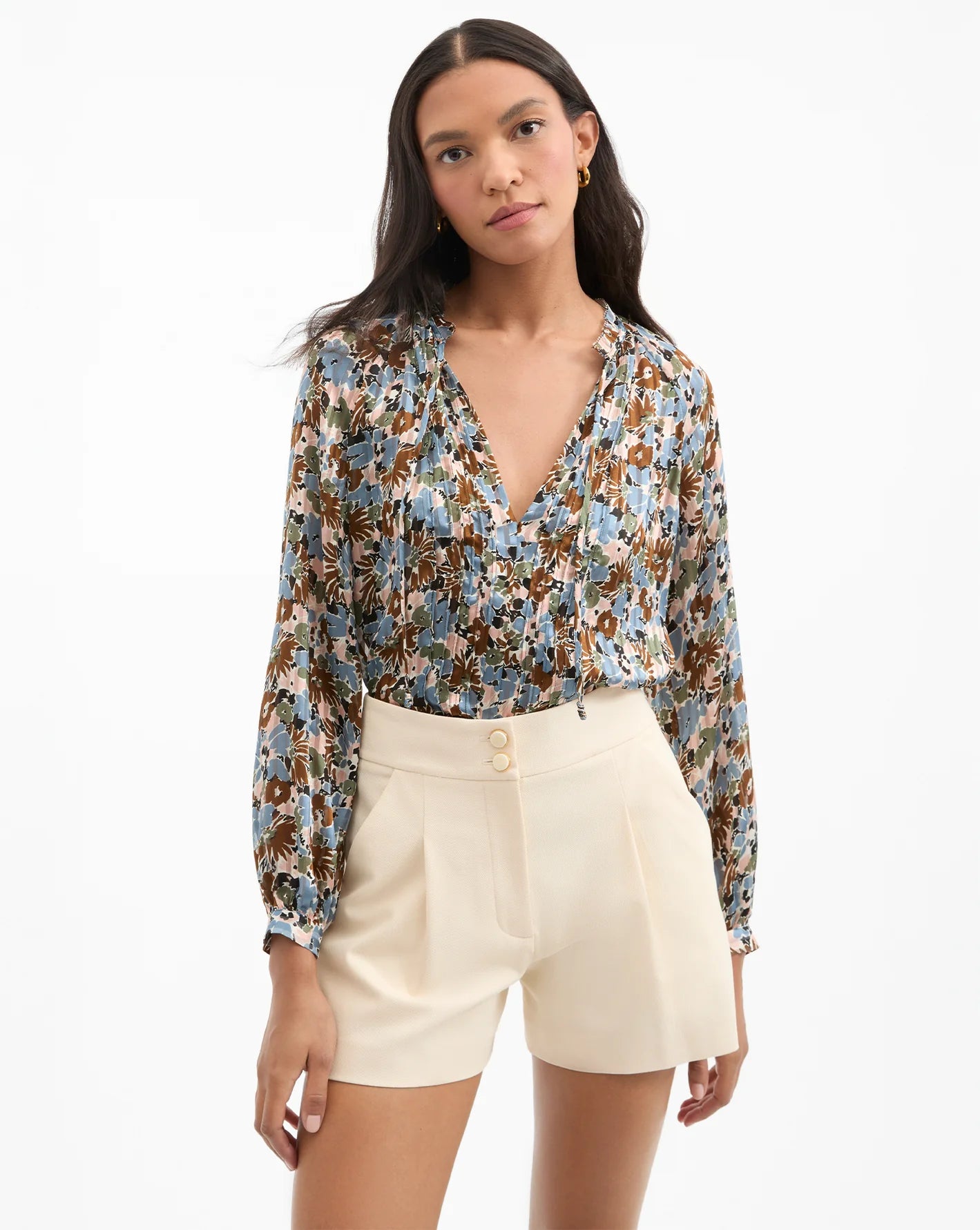 Veronica Beard Linds Blouse in Lake Mist