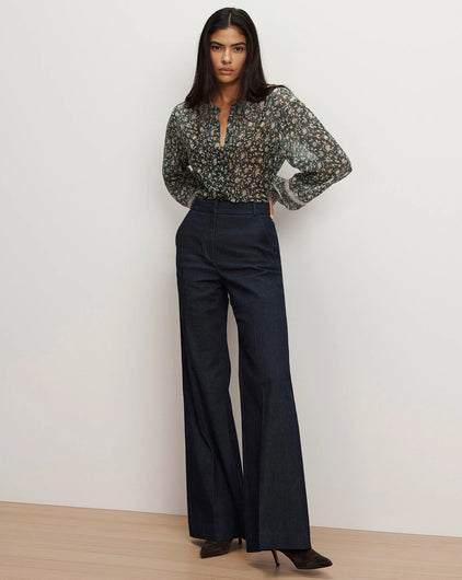 Veronica Beard Lollie Blouse in Dk Hunter Green