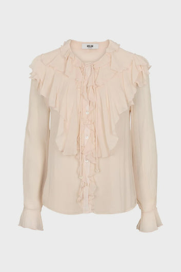 Moliin Angel Ruffle Blouse in Hushed Violet