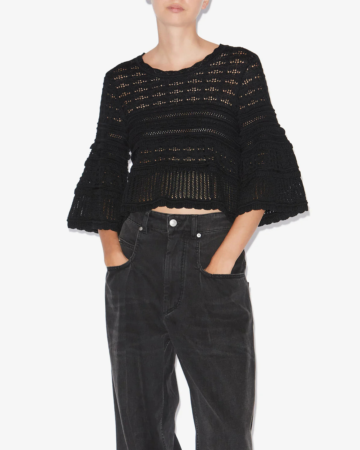 Marant Etoile Azelia Openwork Top in Black
