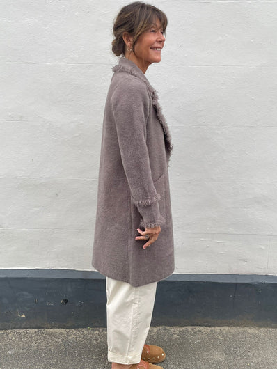 Rino & Pelle Catena Fringe Cardi in Taupe