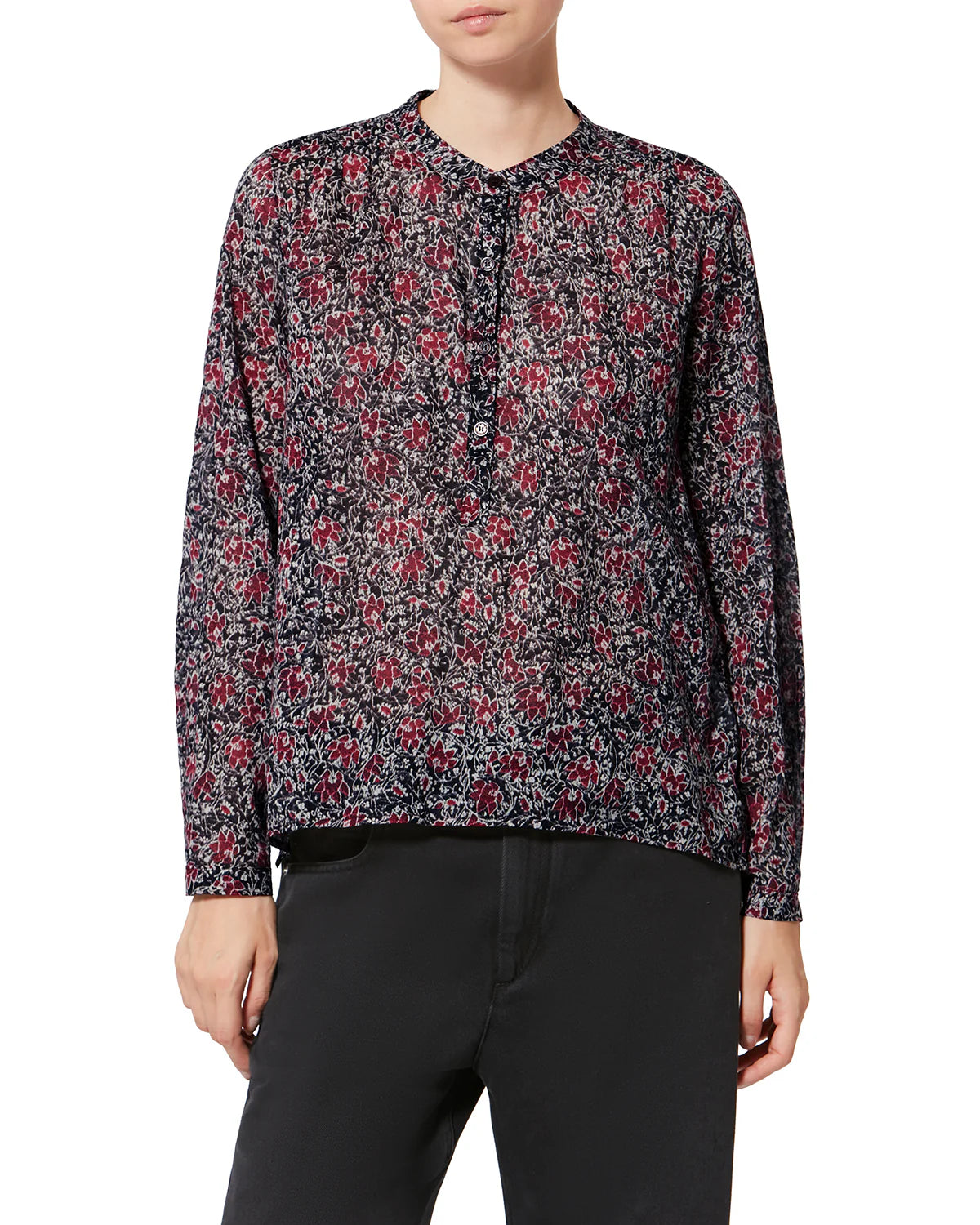 Marant Etoile Maria Floral Cotton in Crushed Berry