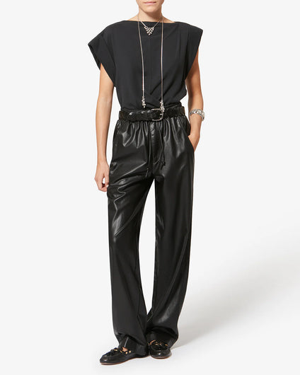 Marant Etoile Nereane Faux Leather Trousers in Black