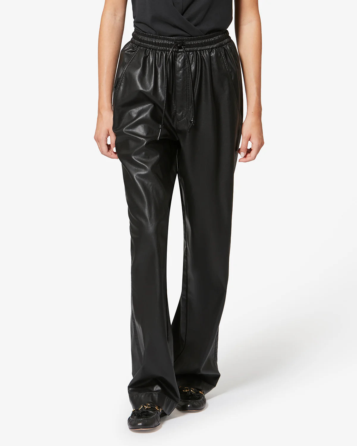 Marant Etoile Nereane Faux Leather Trousers in Black