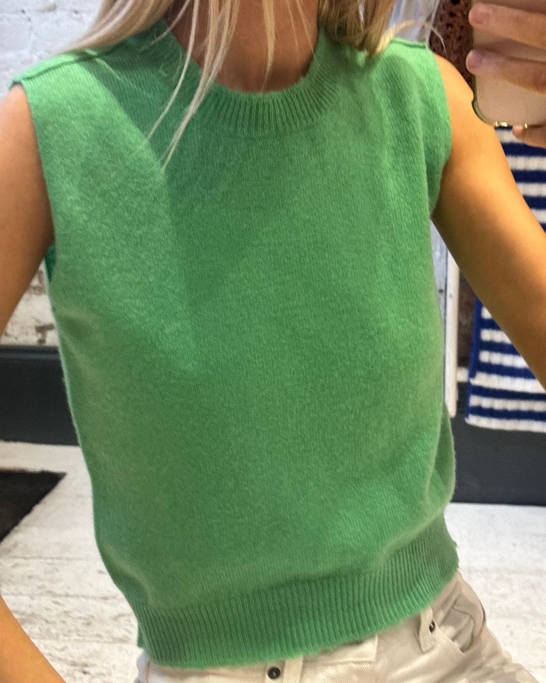 Jumper 1234 Distressed Tank in Fresh Green