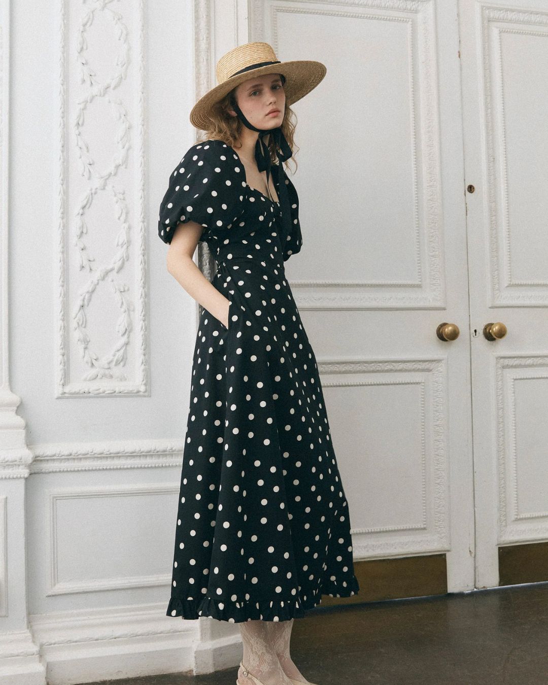 Queens of Archive Atlanta Dress in Black Polka