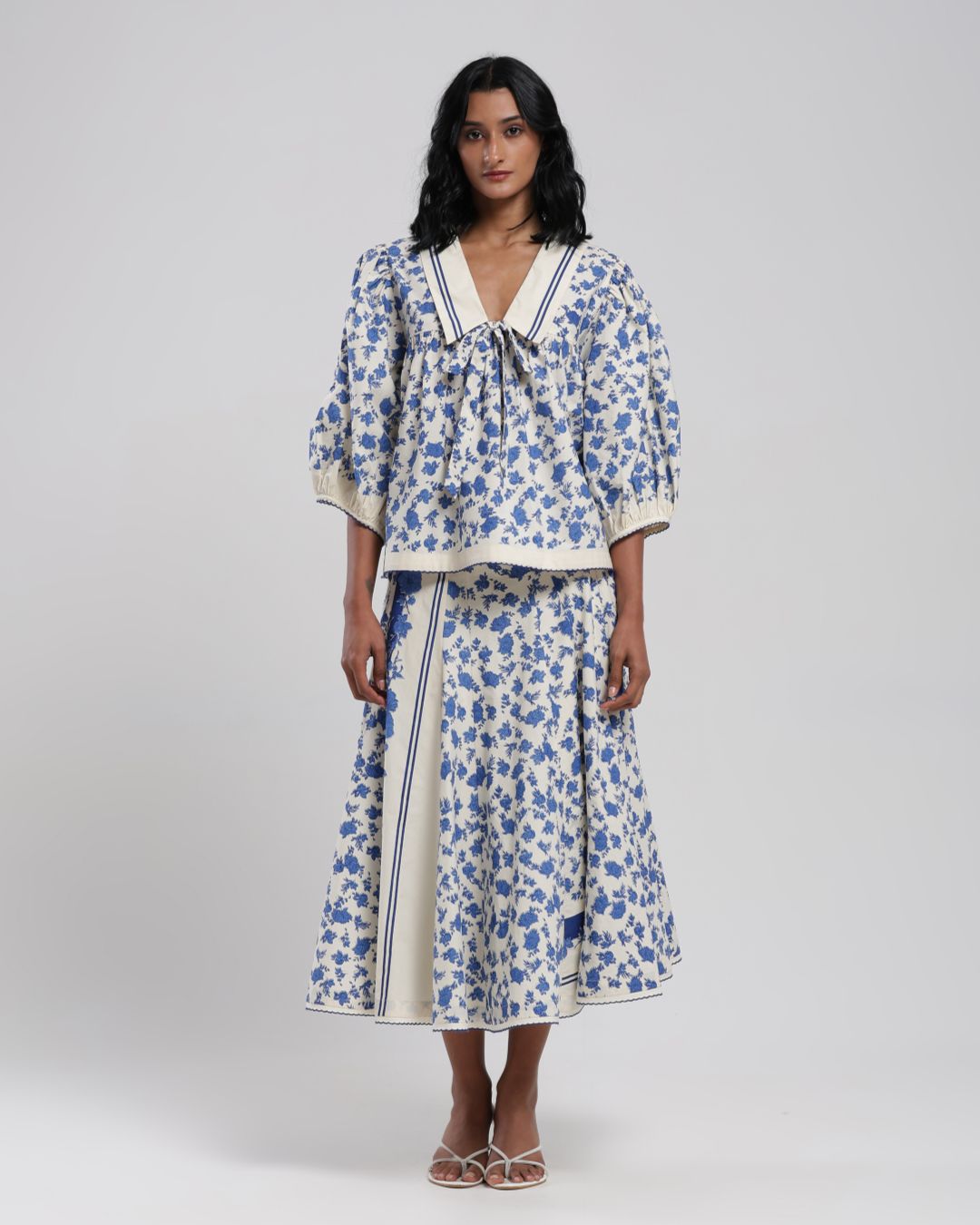 Viam Sahara Printed Blouse in Blue